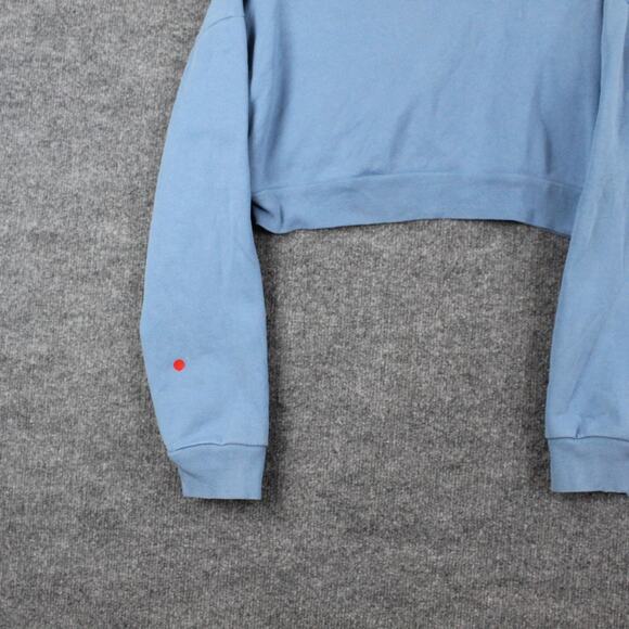 Reformation Sweatshirt Small Hunter Cropped Blue Fleece Crewneck Pullover Casual - Picture 8 of 15